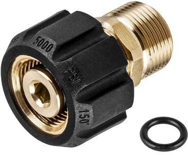 Pressure Washer Adapter, M22 15mm Female Thread to M22 14mm Male Fitting, 5000 PSI Power Washer Hose Coupler, Connect M22 14mm Quick Connect to Power Washer or Accessories with 15mm Outlet/Inlet