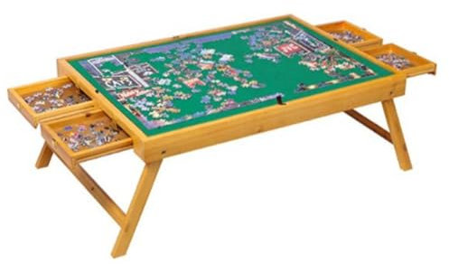 1500 Piece Wooden Jigsaw Puzzle Table,Puzzle Table with Drawers, Adult and Kids Puzzle Keeper Board, Puzzle Coffee Table with 4 Drawers,Puzzle Storage Tray for 1500, 1000, 500