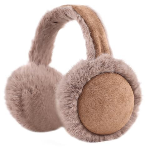 Zsedrut Winter Damen Ohrenschützer, faltbar, flauschig, warm, Outdoor, Braun