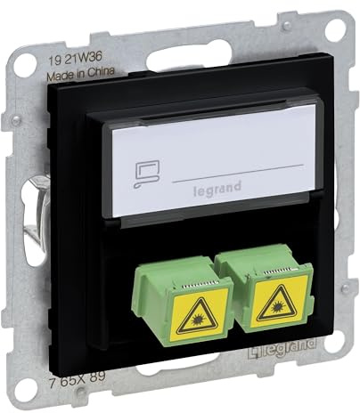 LEGRAND, SEANO SC/APC Monomode Glasfaser-Steckdose, 2 Glasfaserkabel, Duplex Adapter, Farbe: Schwarz, 765389