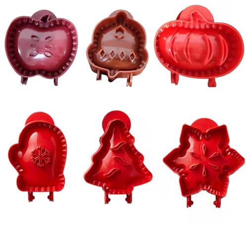 Xafrstyu Set of 6 Hand Pie Molds, Mini Pie Mould Dough Press Mold, Pocket Molds, Mini Pie Maker, Halloween Pumpkin Pie Decoration, Premium Pastry Cutter, for Baking Pie Crust Cutters Shapes