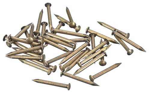 QUARKZMAN 80 Stück Messingnägel 2mmx20mm(DxL) Winzige Messing Nägel Hardware Nägel Kleine Nagel für Holz DIY Dekorative Boxen Haushaltszubehör, Bronze Ton