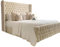 YB INTERIORS LTD Sleigh Bed Frame Upholstered Bed Frame With 125cm High Floor Standing Headboard Bed Frame Without Storage (Cream, 4FT6 Double)