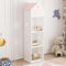 [en.casa] Kinderregal Vipsali Bücherregal in Hausoptik Kinderzimmerregal mit 4 offenen Fächern Aufbewahrungsregal Spielzeugregal Weiß/Rosa