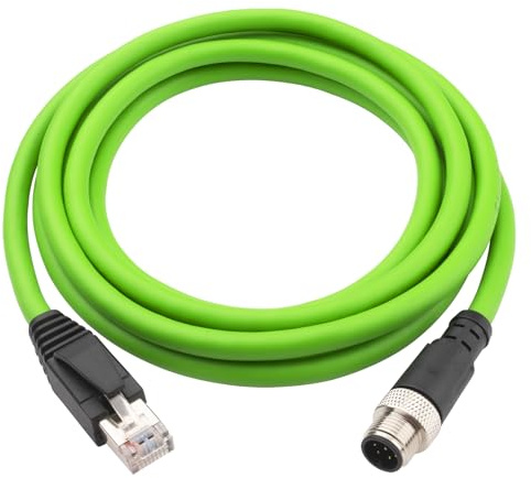 Lonlonty M12 A-Coded 8-Pin Male to RJ45 Industrial Ethernet Cable, 2m Cat5e SFTP Shielded Patch Lead, High-Flex PUR Sheath for PLC, Sensors & Machine Vision, IP67