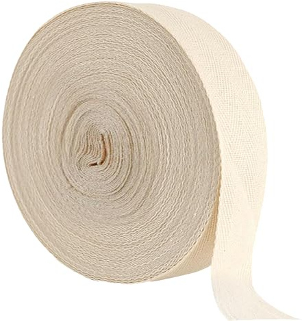 Baumwollband Schrägband, 3,5cm x 50m/1,37in x 164 foot Fischgrätenmuster,beige Nahtband, Saumband zum Nähen, Baumwollband Gurtband, Perfekt zum Nähen und Basteln von Nähpaspeln und DIY Projekten