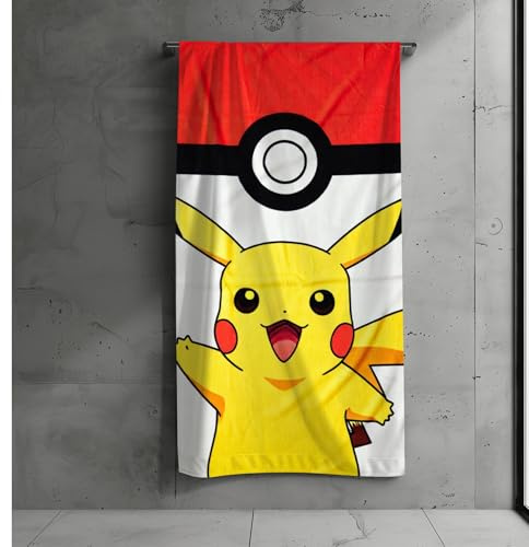 Pokémon Strandtuch, 100% Baumwolle, 140 x 70 cm, Verschiedene Designs (Weiss)