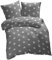 ETÉREA Renforcé Bettwäsche 155x220cm + 80x80cm - 100% Baumwolle - Bettbezug Sterne natürlich weich - Bettwäsche Set mit Kissen 155x220cm Bettbezug + 80x80cm Kissenbezug 2teilig - Made in Green - Grau