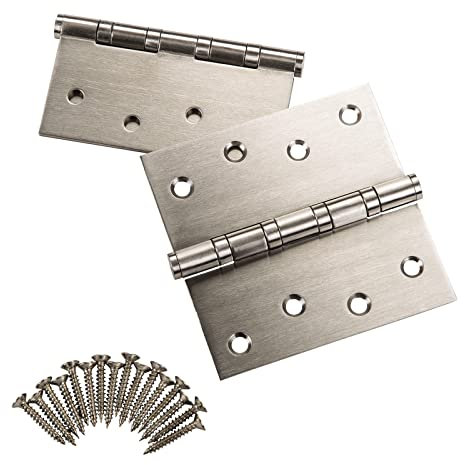 SOTECH 10 Stück Türbänder Edelstahlscharniere Aufschraubbänder Edelstahl SS201 kugelgelagert mit Edelstahlschrauben/Tragkraft 50 Kg/Materialstärke 2,5 mm / 100 x 100 mm