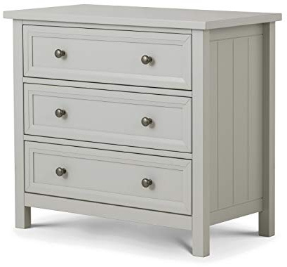 Julian Bowen Maine Chest of Drawers, 3 Drawer, Grey - H74.5 x W84 x D44cm | New England Drawer Storage Organiser, 3 Drawers, Dresser for Bedroom, Living Room & Hallway