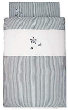 Sterntaler Kinder-Bettwäsche, Kopfkissen und Bettdecke, Stern-Motiv, Größe: 135 x 100 cm, Grau