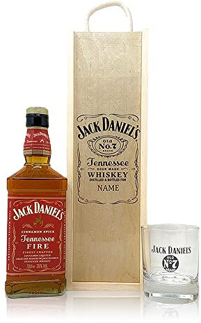 Personalised Jack Daniels Tennessee Fire Whiskey Gift Set with JD Glass - Birthday Gifts For Him, For Her, Boyfriend Gifts, Father's Day, Mother's Day, Mens Valentines Gifts
