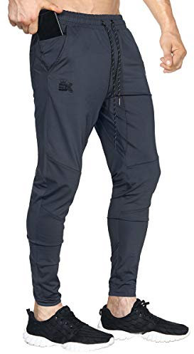 BROKIG Leichte Jogginghose Herren Fitnessstudio Trainingshose Slim Fit Sporthose Lang mit Taschen(Dunkelgrau,M)