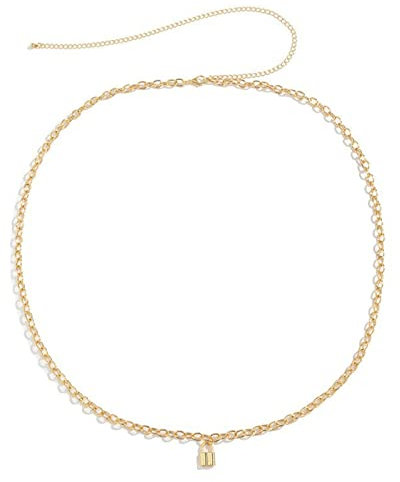 Daesar Körperketten für Frauen Sexy, Bauchkette Bikini Gliederkette mit Anhänger Schloss Taillenkette Boho Damen Vergoldet