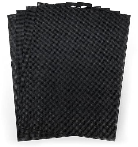 4 Stück Kunststoffgewebe Leinwand, 14 CT Schwarze Kunststoffgewebe Leinwandblätter Kreuzstich Kunststoffgitter zum Sticken Basteln Basteln Häkeln (28 x 21 cm)