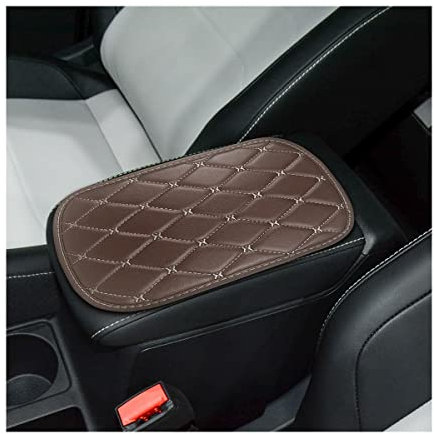 CGEAMDY Universal-Armlehnenkissen aus Leder, weich, rutschfest, wasserdicht, Autozubehör für Suv, LKW, Auto (Kaffee-Beige)