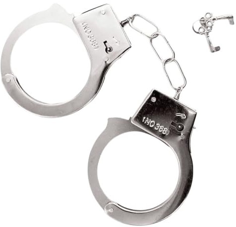 Acan Tradineur - Pack de 3 Esposas de Metal de Juguete, Incluyen Llaves y botón de Seguridad, complemento para Disfraces de Carnaval, Halloween, policía, Sheriff