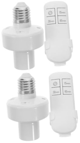 Hemobllo 2pcs Wireless Remote Control Light Socket Timer Function Easy to Install Compatible Led and Incandescent Bulbs for Home Use and Energy Saving