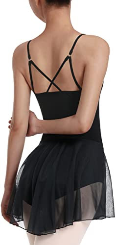 DANSHOW Damen-Tanztrikot mit Leibchen Balletttrikot mit Rock Hohle zurück Tanztrikot für Damen Vollständiges Frontfutter(23908-06-S)