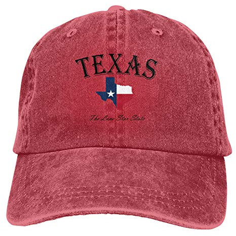 GTDEALS Denim Cap Texas Lone Star State Baseball Dad Cap Classic Adjustable Sports for Men Women Hat, Red, One Size, Parent, One size