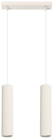 SOLLUX lighting Hängelampe Pendelleuchte Hängeleuchte Deckenlampe Lampe Decke Aluminium 2 Flammig 30 x 6,5 x 16,5 cm Karbon Beige