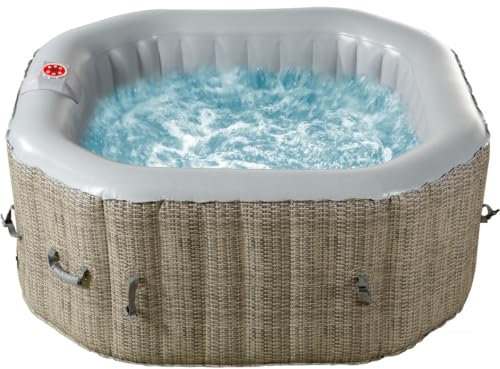 Habitat et Jardin SPA Hinchable Octogonal de PVC Los Ángeles - 4 plazas - Gris Claro/Marrón