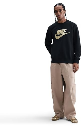 Nike Sportswear Club Fleece-Rundhalsshirt Mit Grafik Für Herren, Black/Metallic Gold, FN3890-011, S