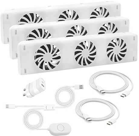 3-Fan Magnetic Radiator Fan,Fireplace Fan Heat Booster System with Temperature Sensor,Quiet Operation ROHS Certified Energy-Efficient Space Heater for Living Room Bedroom Office (MXRV-S03 (TRIO-SET))