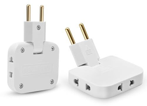 ONGNIUU 2 pièces Prise Plate Peu encombrante, Prise Multiple à 180 degrés, Plate avec Double USB de Norme européenne à américaine, de Voyage 3 en 1, pour Les Voyages en Europe