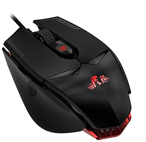 Rii Gaming M01 Laser - Mouse Professionale programmabile, 12.000 DPI, retroilluminato a LED (16.8 Milioni di Colori), da Gioco, cablato