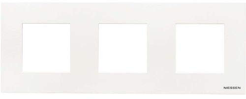 CABLEPELADO Marco compacto para 3 elemento Niessen Zenit | Marco de 3 elemento y bastidor | N2273BL | 85x227 mm | Apto para superficie y empotrar | Color Blanco | 3 Elementos