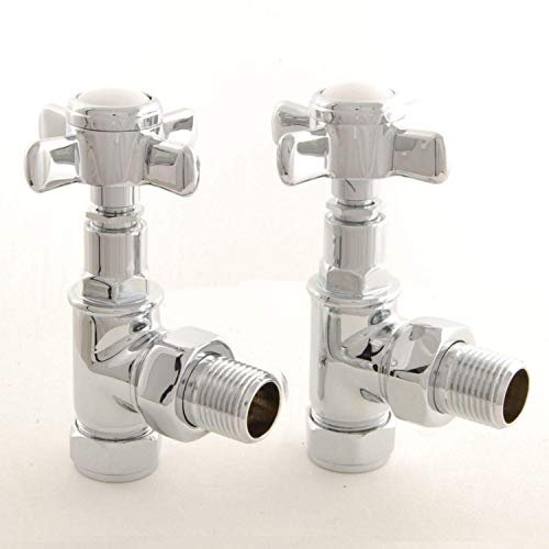 Westminster Traditional Manual Cross-Head Radiator and Towel Rail Valves (Chrome Angled)