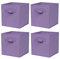 BonChoice Foldable Storage Cubes Boxes Pack of 4 with Handle for Home Organization, Fabric Wardrobe Storage Box Organizer Basket Bins for Clothes Bedding Toys Towels,Collapsible & Durable Light Purple