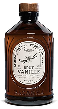 BACANHA - Sirop Bio et Brut - Sirop de Vanille - Pour Café, Cappuccino, Thé et Cocktail - 400 mL