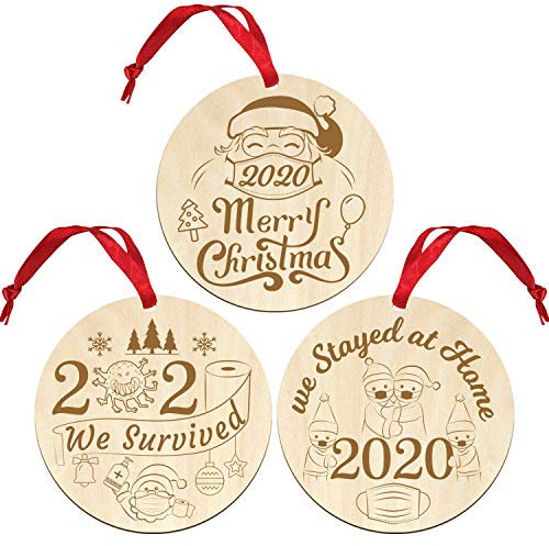 uwows Holz maskiert Santa 2020 Weihnachtsschmuck 2020 überleben niedliche Weihnachtsbaumdekoration Weihnachtsdekoration Geschenk