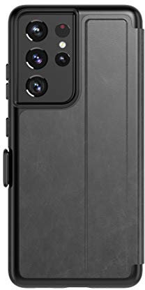 tech21 EvoWallet for Samsung S21 Ultra 5G - Germ Fighting Phone Case with 12 ft. Drop Protection, Smokey/Black