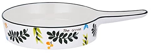 Bandeja Horno Cerámica para hornear plato - Bakewware redondo con asa única - Placas de cena de doble propósito para hornear y comida de porcelana, pan para hornear 12 pulgadas Fuente para Lasaña