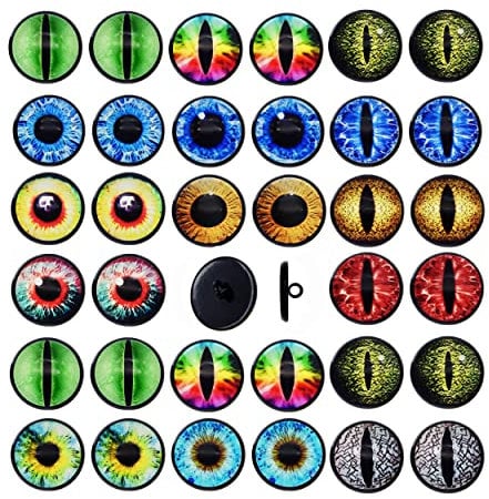 30mm 15pairs Sew on Eyes for Stuffed Animals Toys Bear Crochet Amigurumi Buttons Crafts Plush Doll Making Dragon Glass Pupil Eyeball 1.18inches