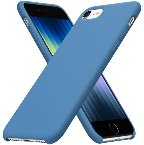 ORNARTO Liquid Silicone Case for iPhone SE (2022) 4.7,iPhone SE (2020),iPhone 8,iPhone 7,Soft Gel Rubber Case Cover with Microfiber Lining-Blue
