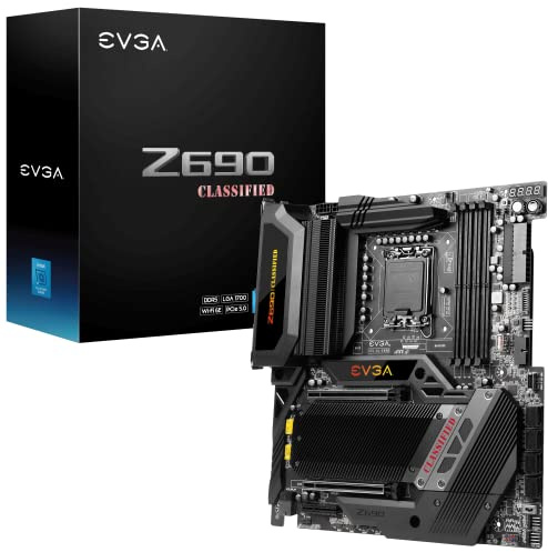 EVGA Z690 Classified, 121-AL-E698-KR, LGA 1700, Intel Z690, PCIe Gen5, SATA 6Gb/s, 2.5Gb/s LAN, WiFi6E/BT5.2, USB 3.2 Gen2x2, M.2, EATX, Intel Motherboard