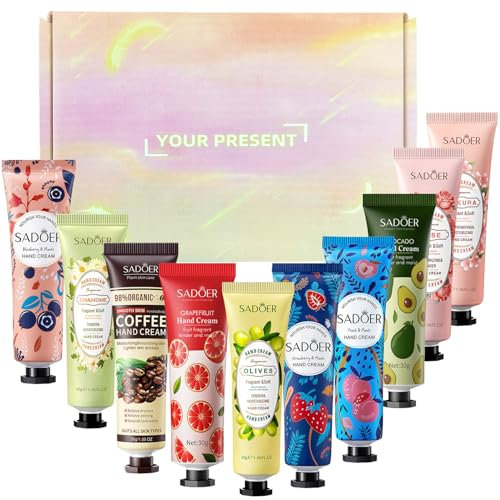 Handcremes Set,Mini Hand Creams 10 x 30g Fruchtextrakt Duft Handcreme Hand Moisturising Cream for Rough, Damaged Skin, Gentle Care Cream for Dry Hands,Ideale Geschenkidee für Frauen und Männer
