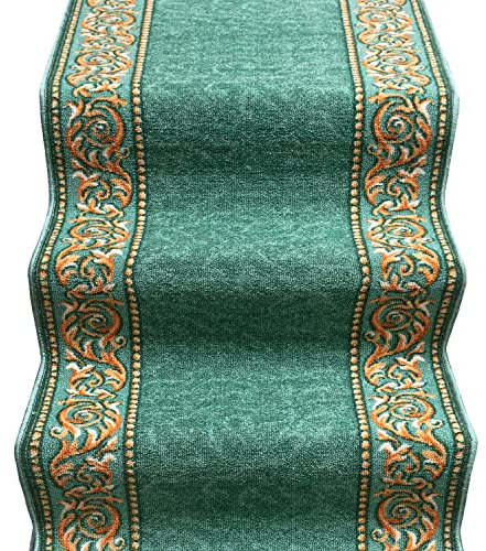 emmevi Tappeto Scala Gradini Design Barocco Passatoia Entrata Antiscivolo MOD.Picasso Dis_22 67X40 Verde