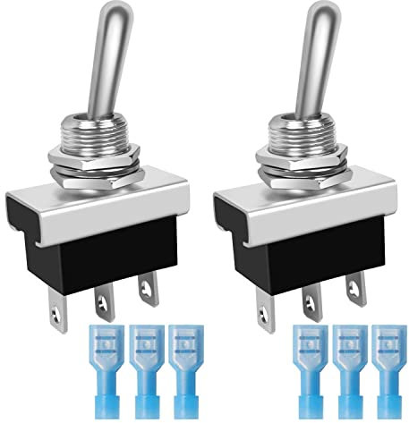 GUUZI 2pcs 12-24V 25A SPDT ON-Off-ON 3 Pines 3 Posiciones Interruptor de Palanca para Auto Coche Camión Barco