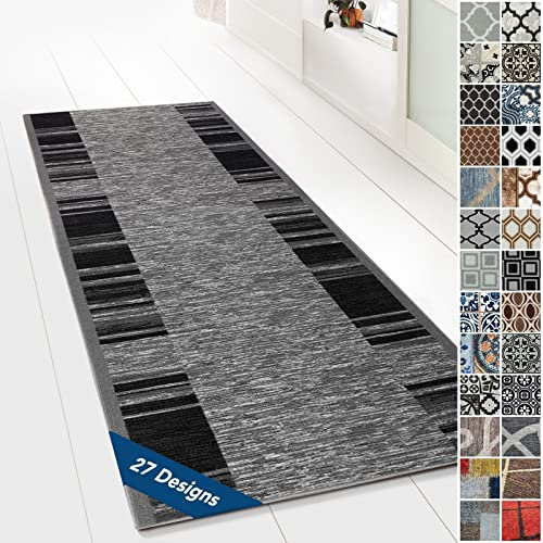 Floordirekt Teppichläufer mit Muster - maßgefertigter Feinschlingen Teppich Läufer für Küche, Flur & Wohnraum - Ornament Vintage Orient Gitter (80 x 300 cm, Navona)