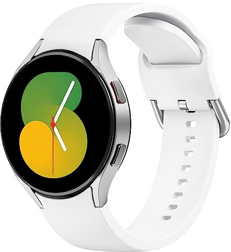 Tobfit für Samsung Galaxy Watch 6 Armband, Galaxy Watch 5/Watch 4 Armband 40mm 44mm, Galaxy Watch 5 pro Armband 45mm, 20mm Silikon Sport Ersatzarmband für Samsung Galaxy Watch 6/Watch 4 Classic (Weiß)