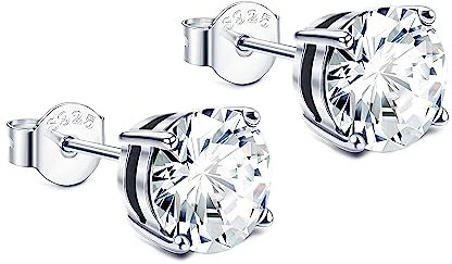 Dochais Ohrringe Damen Set Basic mit Kristalle in 925 Sterling Silber Ohrstecker für Damen Männer Hypoallergene Ohrringe Zirkonia Geschenk 4/5/8MM (Silber-4mm)