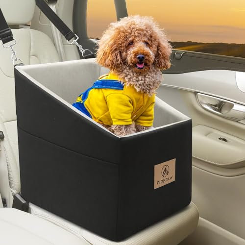 Hunde-Autositz, Haustier-Autositz für kleine Hunde 25lbs, Babnehmbares und waschbares Hundeerhöhungssitz, Schwarz Reise-Hundebett mit Aufbewahrungstaschen, Car Dog