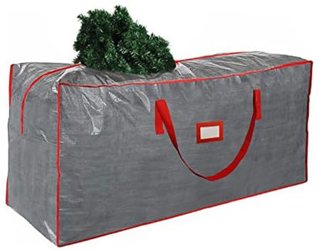 Odot Weihnachtsbaumtasche, Grau, Polyethylen (PE), Weihnachtsbaumtasche, Tasche mit Tragegriffen, wasserdichte Aufbewahrung, Transporthülle für Weihnachtsbäume bis 2,7m (120x28x43cm)