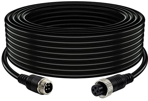 Lonlonty Car Video 4-Pin Aviation Extension Cable for CCTV Rearview Camera Truck Trailer Camper Bus Vehicle Backup Monitor System(65.6 FT)
