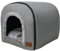 Whiwhi Katzenhöhle für Drinnen Katzen Höhlenbett mit Plüsch Katzenkissen Schlafhaus Haustierhaus Faltbares Hundehöhle 60x45x45cm(Grau)
